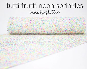 Tutti Frutti Neon Sprinkles Chunky Glitter Canvas Sheets | Neon Speckled Sprinkles Glitter Canvas | Confetti Glitter | Tutti Frutti