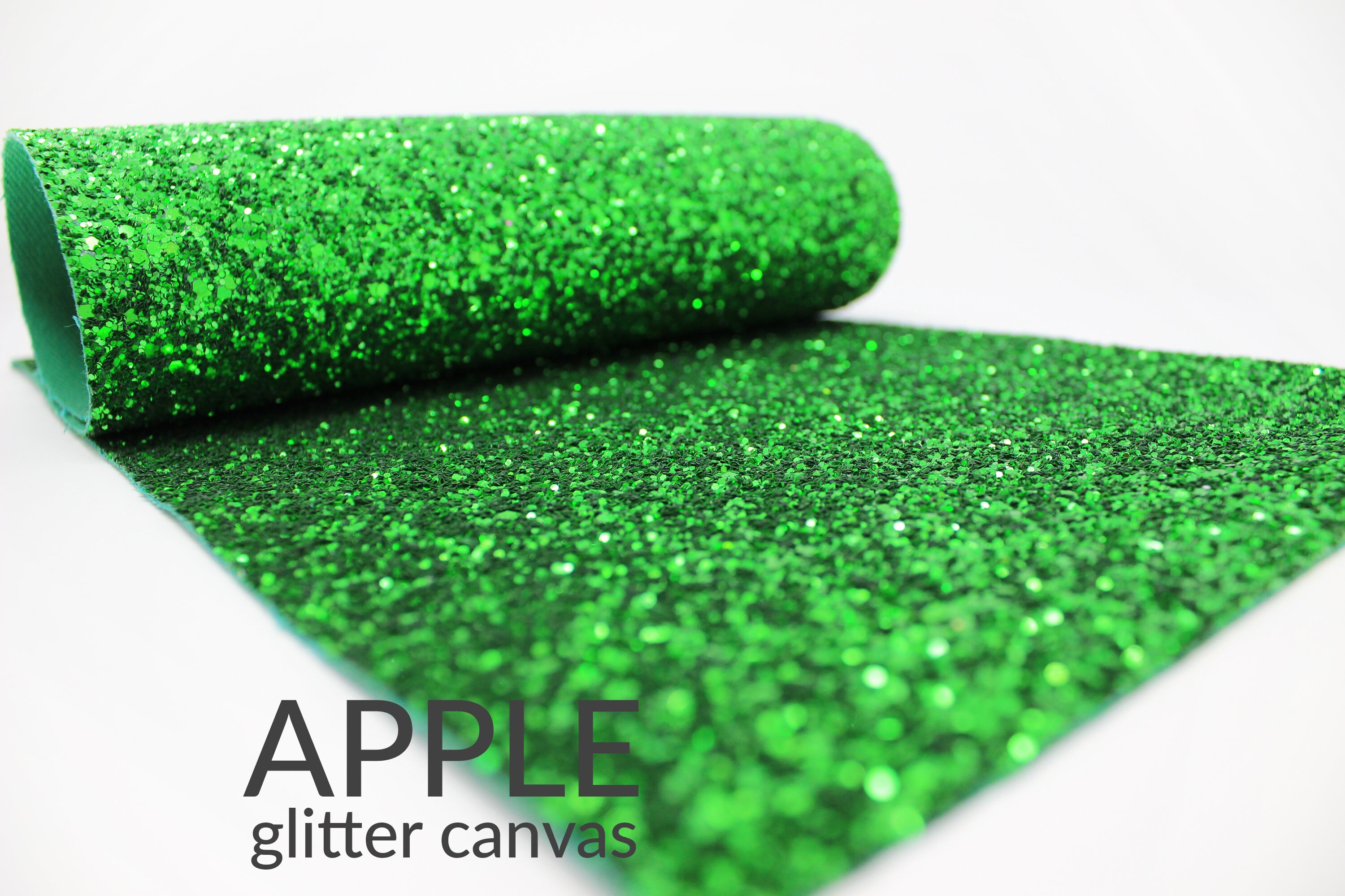 APPLE GREEN Chunky Glitter Fabric | Glitter Material | Glitter Canvas | Chunky Glitter Fabric Sheet | Green Chunky Glitter Sheet |  A4 Sheet