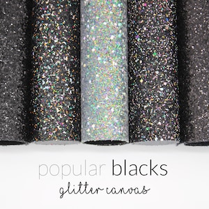 10 hojas de tela gruesa con purpurina POPULAR BLACKS / Material para manualidades con purpurina / 10 hojas A4 de lienzo grueso con purpurina