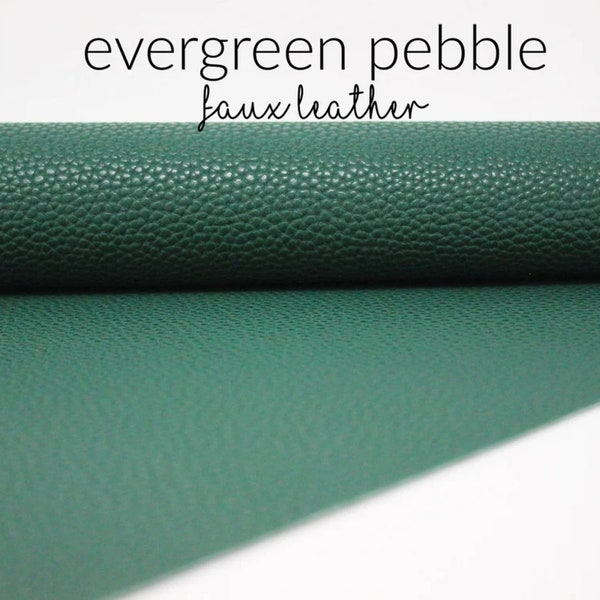 Evergreen Pebble Faux Leather Sheet | Faux Leather for Jewelry + Bows | Green Faux Leather | Green Leather Sheet Leather Fabric | Evergreen
