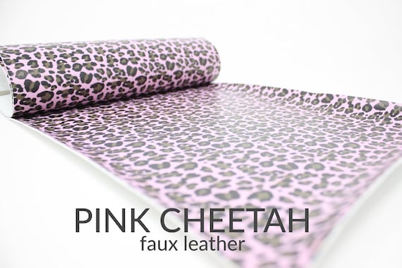5 Sheets x PINK CHEETAH PRINT Faux Leather Fabric | Animal Print Faux Leather Material | 5 A4 Sheets of Cheetah Faux Leather