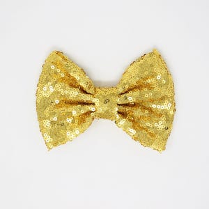 Yellow Gold 5&quot; Sequin Bows | 5 inch Bows Sequin | Bulk Sequin Bow | Wholesale Sequin Bows | 5&quot; Glitter Bows | Metallic Yellow Gold