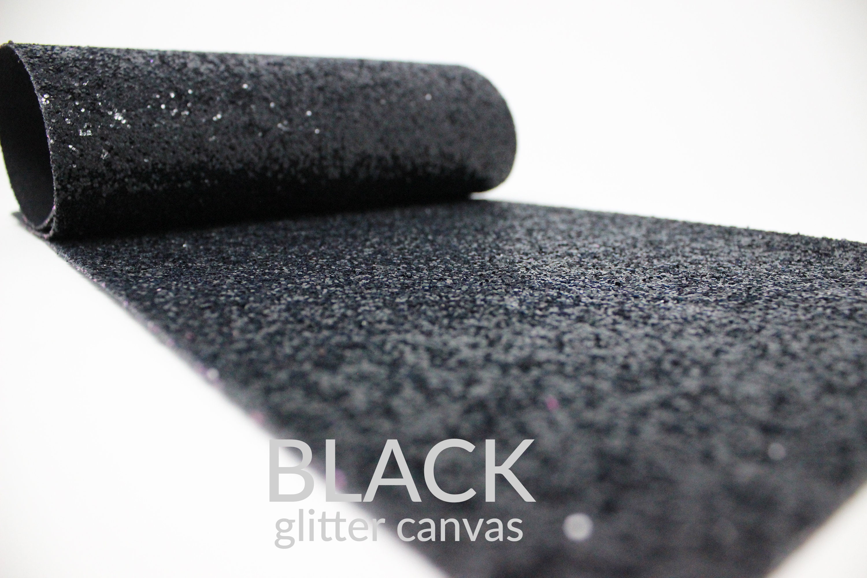 BLACK Chunky Glitter Fabric | A4 or A5 Chunky Glitter Canvas Sheet | …
