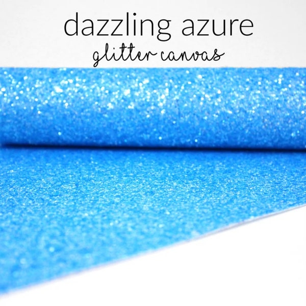 Dazzling Azure Chunky Glitter Canvas Sheets | Blue Glitter Canvas Bundle | Chunky Glitter Sheets for Bow Fabric and Jewelry | Azure