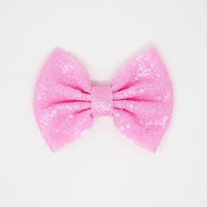 Baby Pink 5&quot; Sequin Bows | 5 inch Bows Sequin | Bulk Sequin Bow | Wholesale Sequin Bows | 5&quot; Glitter Bows | Light Baby Pink