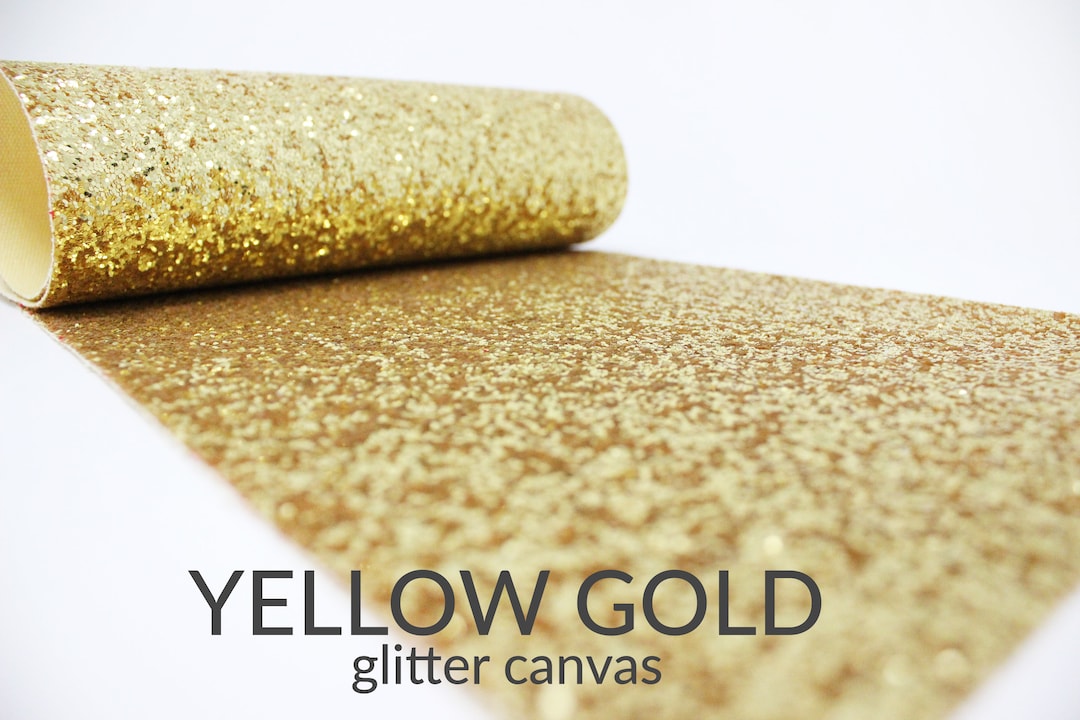 YELLOW GOLD Chunky Glitter Fabric Sheet Chunky Glitter Canvas Gold