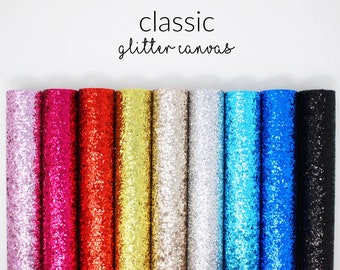 Classic Chunky Glitter Canvas Sheets | Glitter Canvas Sheets | Chunky Glitter Sheets | Black Glitter Fabric | Choose Color