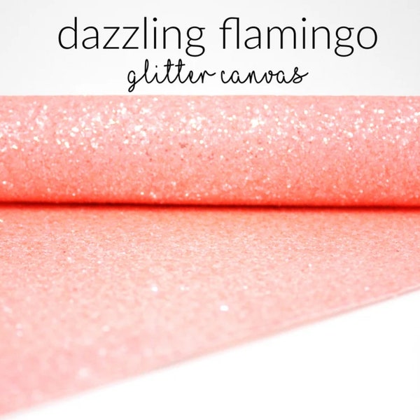 Dazzling Flamingo Chunky Glitter Canvas Sheets | Orange Blush Peach Glitter Canvas Bundle | Chunky Glitter for Bows and Jewelry | Flamingo