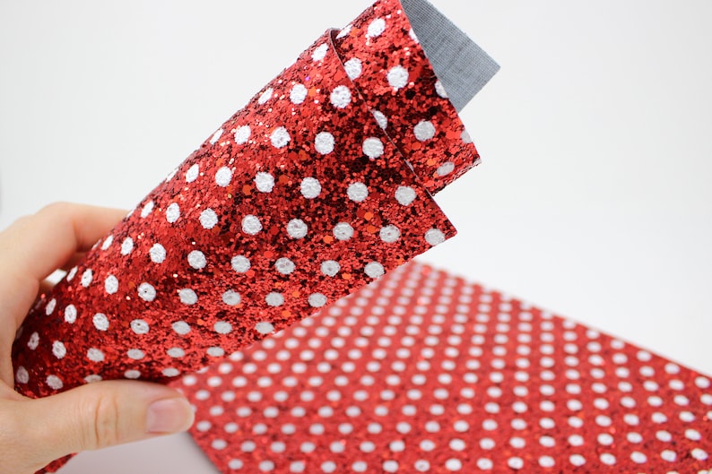 RED POLKA DOT Glitter Canvas A4 Chunky Glitter Fabric Sheet Etsy