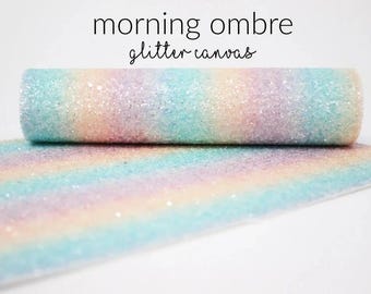 5 Sheets x MORNING OMBRE Chunky Glitter Fabric | Glitter Craft Material | 5 A4 Sheets of Chunky Glitter Canvas