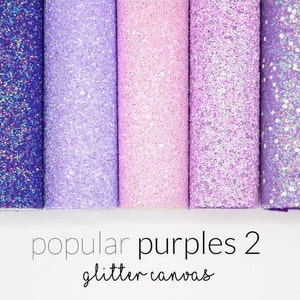 Popular PURPLES 2 Chunky Glitter Fabric | Purple Glitter Canvas | Glitter Faux Leather Fabric Sheet for DIY | Choose Color A4 Sheet