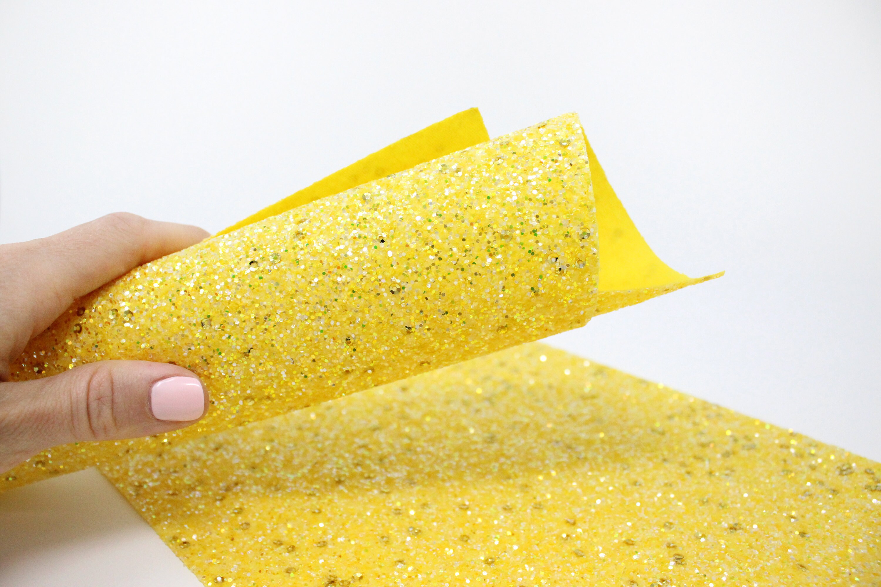 SUNSHINE SEQUIN Chunky Glitter Fabric Yellow Gold Chunky Etsy