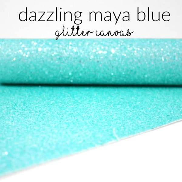 Dazzling Maya Blue Chunky Glitter Canvas Sheets | Blue Green Teal Aqua Glitter Canvas Bundle Chunky Glitter | Maya Blue