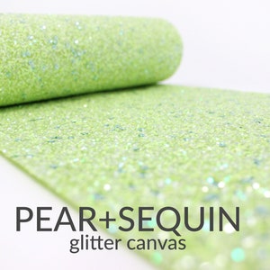 PEAR SEQUIN Chunky Glitter Fabric | A4 Chunky Glitter Canvas | Glitter Material for Bows | Glitter Fabric Sheet | GREEN Chunky Glitter