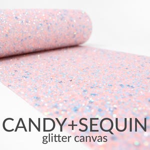 5 Sheets x CANDY SEQUIN Chunky Glitter Fabric | Pink Glitter Craft Material | 5 A4 Sheets of Chunky Glitter Canvas | Clearance