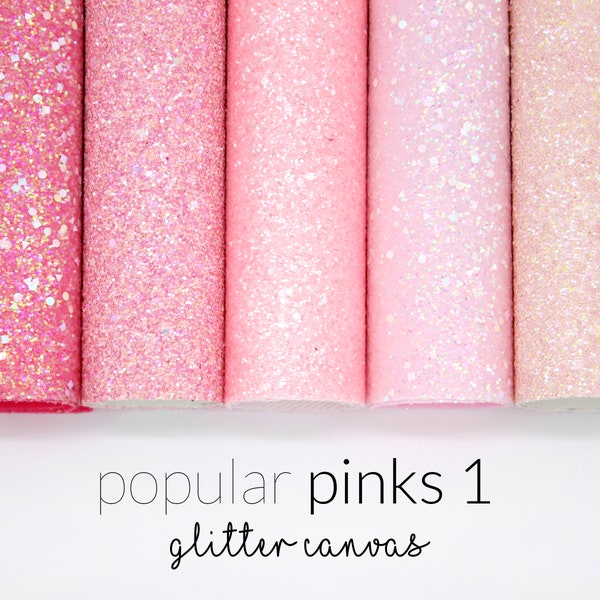 Popular PINKS 1 Chunky Glitter Fabric | Pink Glitter Canvas | Glitter Faux Leather Fabric Sheet for DIY | Choose Color A4 Sheet