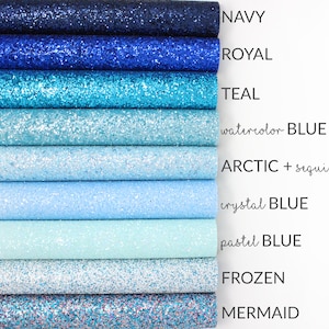BLUE Glitter Canvas 99+ Colors | Chunky Blue Glitter Fabric | Blue Chunky Glitter Material for Hair Bows Crafts | A4 Sheet | Choose Color