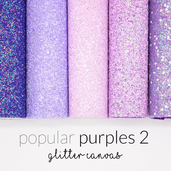 Popular PURPLES 2 Chunky Glitter Fabric | Purple Glitter Canvas | Glitter Faux Leather Fabric Sheet for DIY | Choose Color A4 Sheet