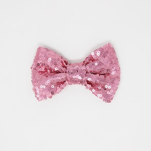 Pink 4&quot; Sequin Bows | 4 inch Sequin Bows | Bulk Sequin Bows | Wholesale Sequin Bows | 4&quot; Glitter Bows | Medium Metallic Pink
