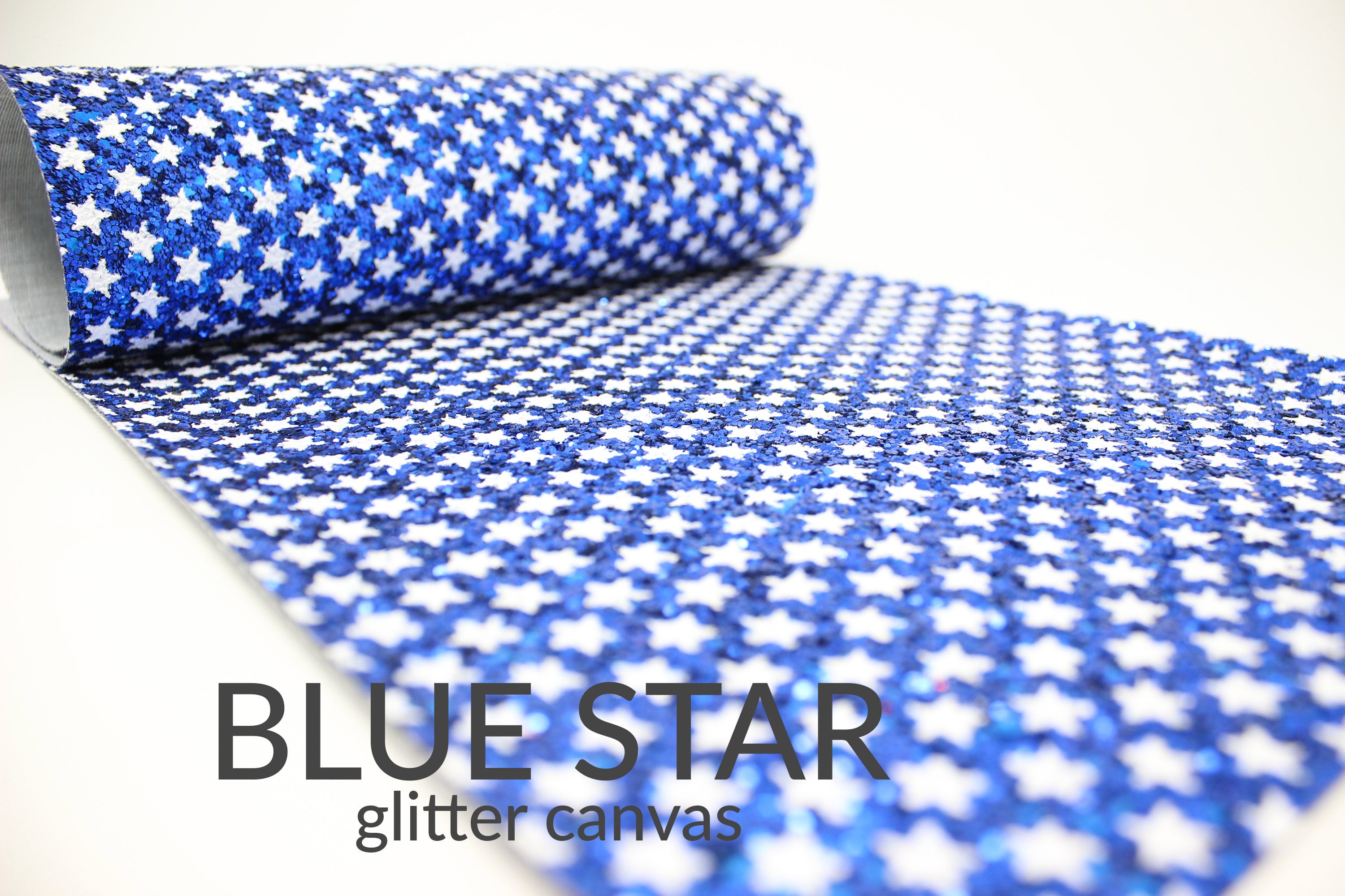 BLUE STARS Chunky Glitter Fabric USA | A4 or A5 Chunky Glitter Canvas…