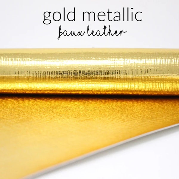 Gold Metallic Faux Leather Sheets | Golden Leather Fabric Bundle | Faux Leather Fabric Sheets | Leather Sheets | Gold Metallic