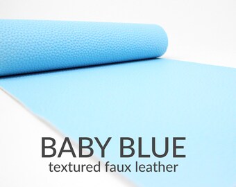 5 Sheets x BABY BLUE Textured Faux Leather Fabric | Light Blue Craft Material | 5 A4 Sheets of Baby Blue | Clearance
