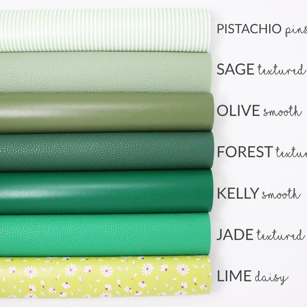 Tissu imitation cuir VERT | Tissu simili cuir vert | Tissu simili cuir vert Kelly Noeuds artisanaux à faire soi-même | feuille A4 verte | Choisissez les couleurs