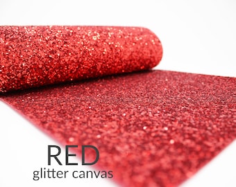 RED Chunky Glitter Fabric | A4 Chunky Glitter Canvas | Glitter Material for Bows | Glitter Fabric Sheet | RED Chunky Glitter | RED A4 Sheet
