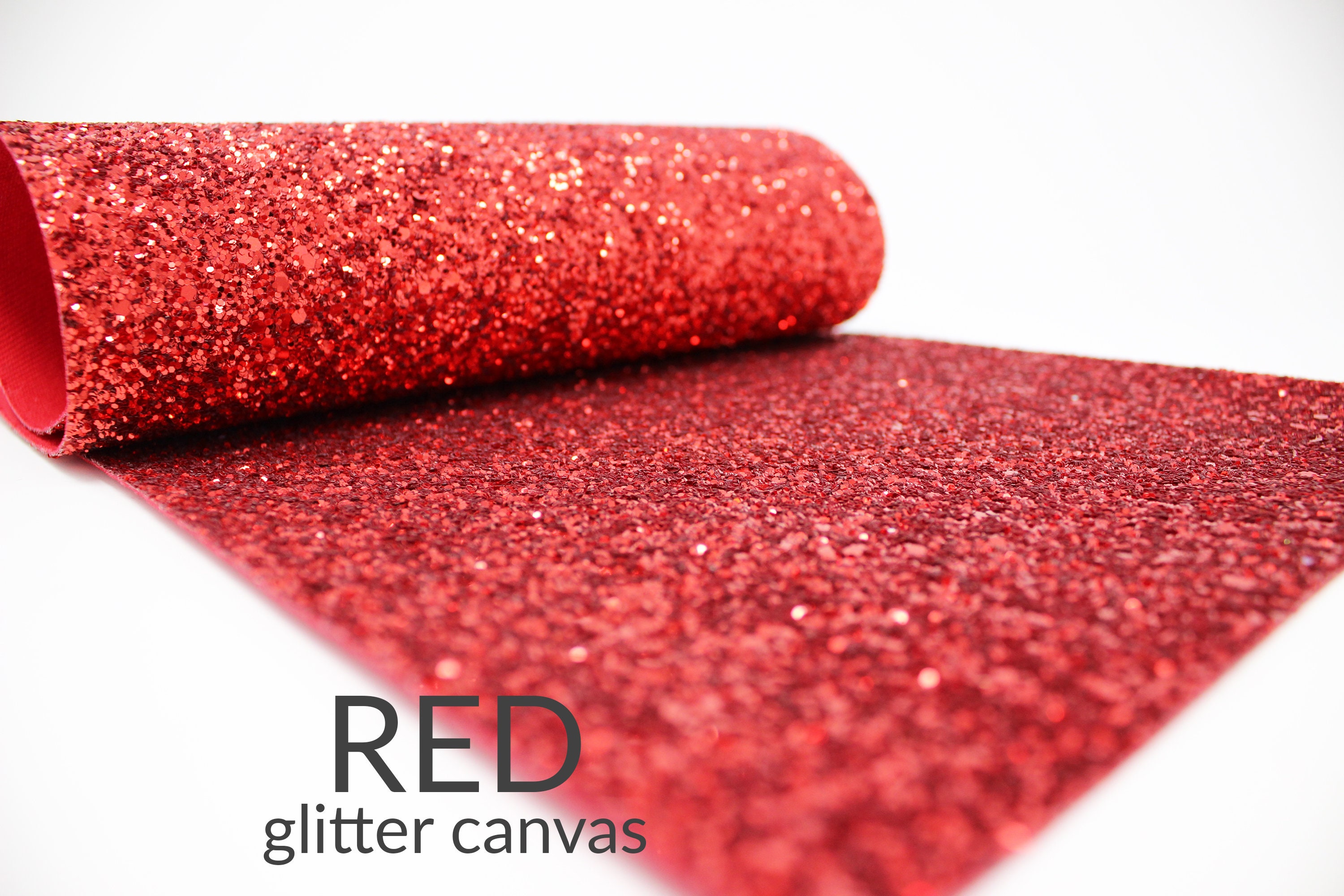 RED Chunky Glitter Fabric | A4 or A5 Chunky Glitter Canvas | Glitter …