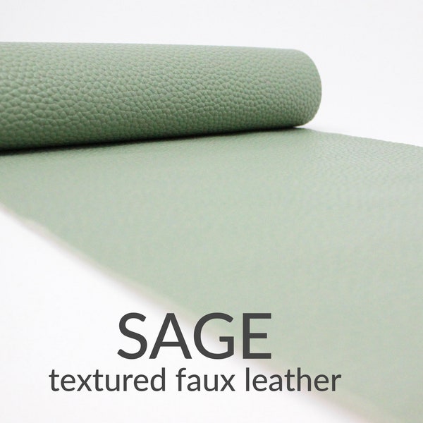 Tissu similicuir SAGE TEXTURÉ | Tissu imitation cuir vert sauge | Noeuds verts à faire soi-même en similicuir | Feuille A4 | Choisissez les couleurs