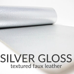 10 Sheets x TEXTURED Faux Leather Fabric | Craft Material | 10 A4 Sheets of Textured Faux Leather Silver Gloss