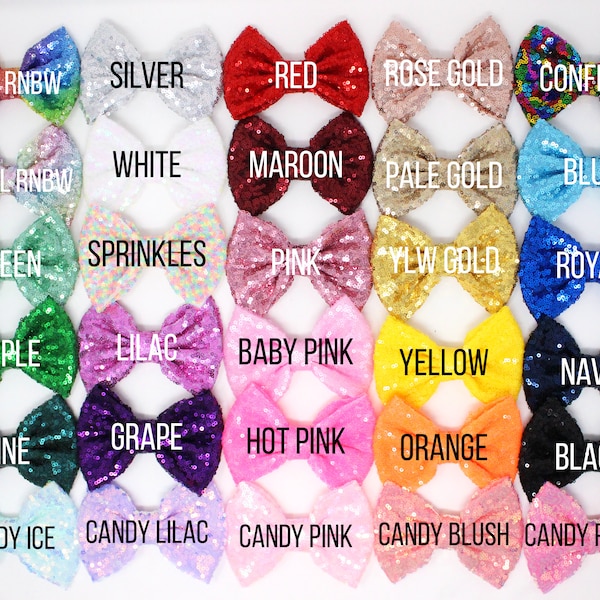 Sequin Bows | 5" Sequin Bows | 5 inch Sequin Bows | Bulk Sequin Bows | Wholesale Sequin Bows | 5" Glitter Bows | Choose Color + Quantity