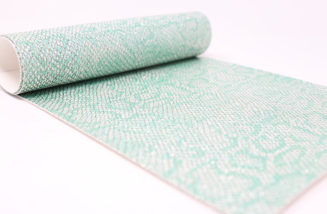 Green Serpent Faux Leather Sheet | Snake Print Faux Leather Fabric ...