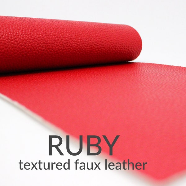 RED Faux Leather Fabric TEXTURED | Ruby Faux Leather Fabric | Red Faux Leather Material DIY Bows | A4 Sheet | Choose Colors