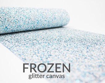 5 Sheets x FROZEN Chunky Glitter Fabric | Blue Silver Glitter Craft Material | 5 A4 Sheets of Chunky Glitter Canvas | Clearance