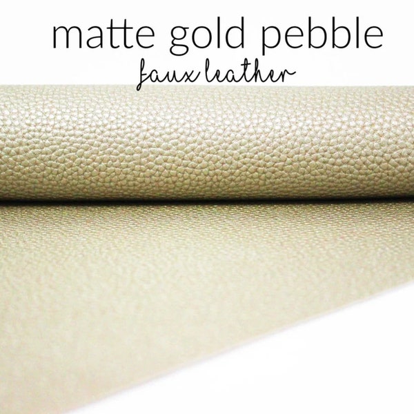 Matte Gold Pebble Faux Leather Sheet | Faux Leather for Jewelry + Bows | Gold Faux Leather | Gold Leather Sheet Leather Fabric | Matte Gold