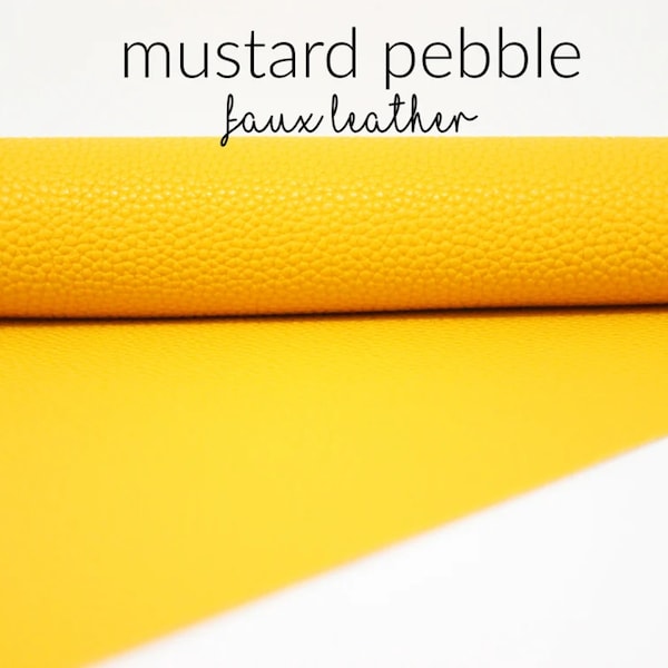 Mustard Pebble Faux Leather Sheet | Faux Leather for Jewelry + Bows | Mustard Faux Leather | Yellow Leather Sheet Leather Fabric | Mustard