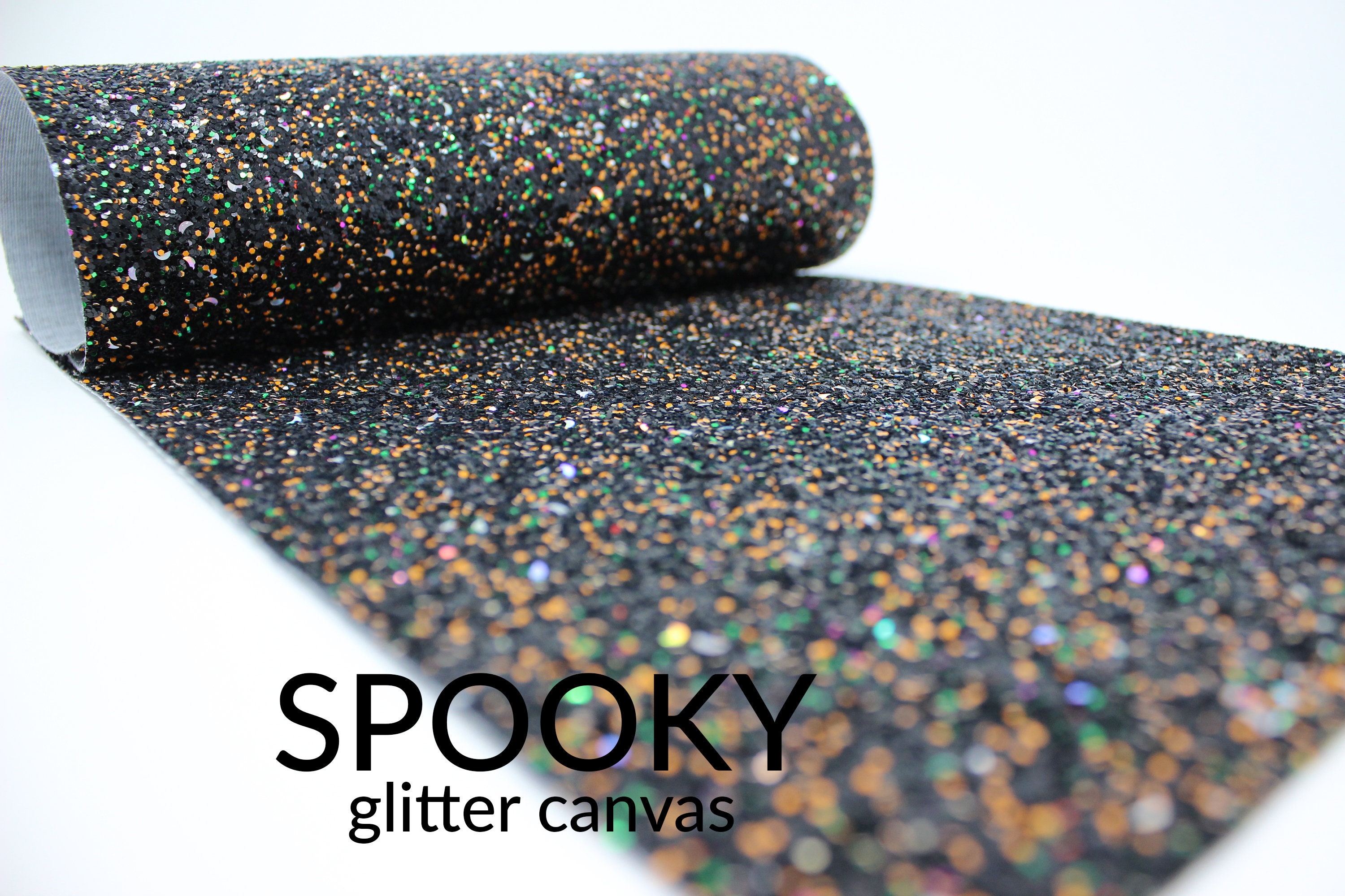 SPOOKY Chunky Glitter Fabric sheet | A4 or A5 Chunky Glitter Canvas S…