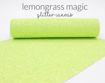 5 Sheets x LEMONGRASS MAGIC Chunky Glitter Fabric | Yellow Lime Pink Glitter Craft Material | 5 A4 Sheets Chunky Glitter Canvas | Clearance