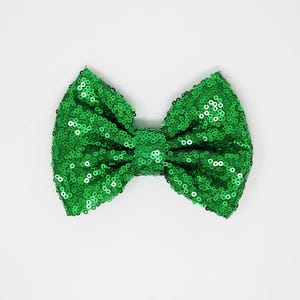 Apple 5&quot; Sequin Bows | 5 inch Bows Sequin | Bulk Sequin Bow | Wholesale Sequin Bows | 5&quot; Glitter Bows | Metallic Apple Green