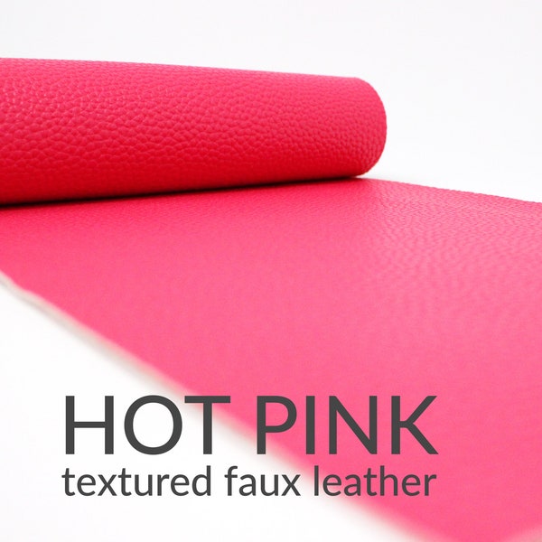 HOT PINK Faux Leather Fabric TEXTURED | Pink Faux Leather Fabric | Pink Faux Leather Material Diy Bows Crafts | A4 Sheet | Choose Colors