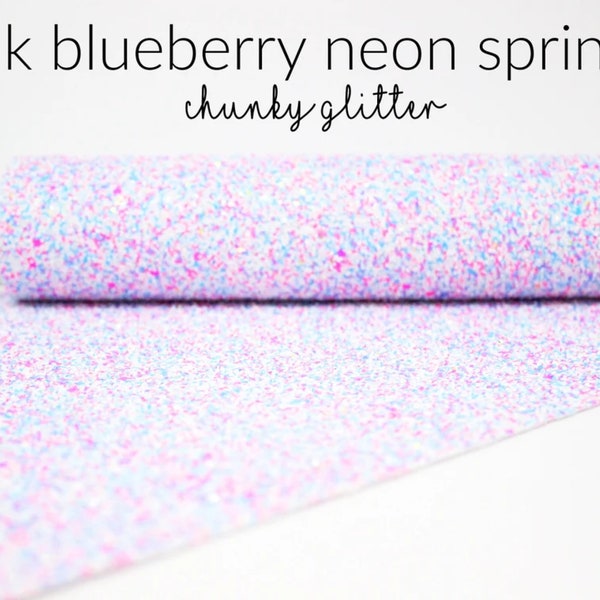 Pink Blueberry Neon Sprinkles Chunky Glitter Canvas Sheets | Neon Speckled Glitter Canvas Bundle | Pink Blue Confetti | Pink Blueberry