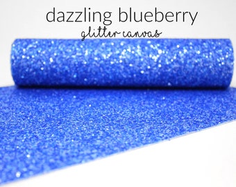 5 Sheets x DAZZLING BLUEBERRY Chunky Glitter Fabric | Blue Glitter Craft Material | 5 A4 Sheets of Chunky Glitter Canvas | Clearance