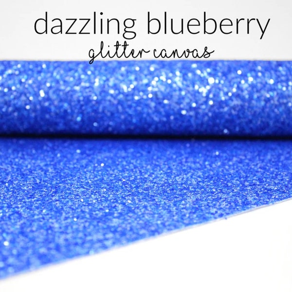 Dazzling Blueberry Chunky Glitter Canvas Sheets | Blue Glitter Canvas Bundle | Chunky Glitter Sheets for Bow Fabric Jewelry | Blueberry