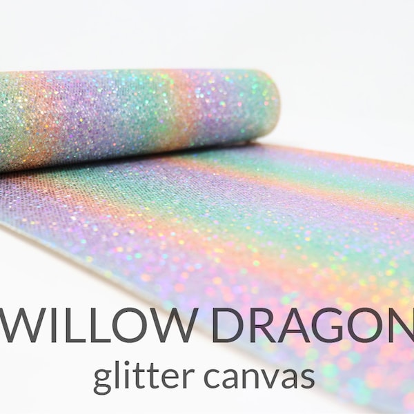 DRAGON SCALES Fine Glitter Canvas | Paper Thin Canvas Fabric with Iridescent Scales Glitter | Choose Color