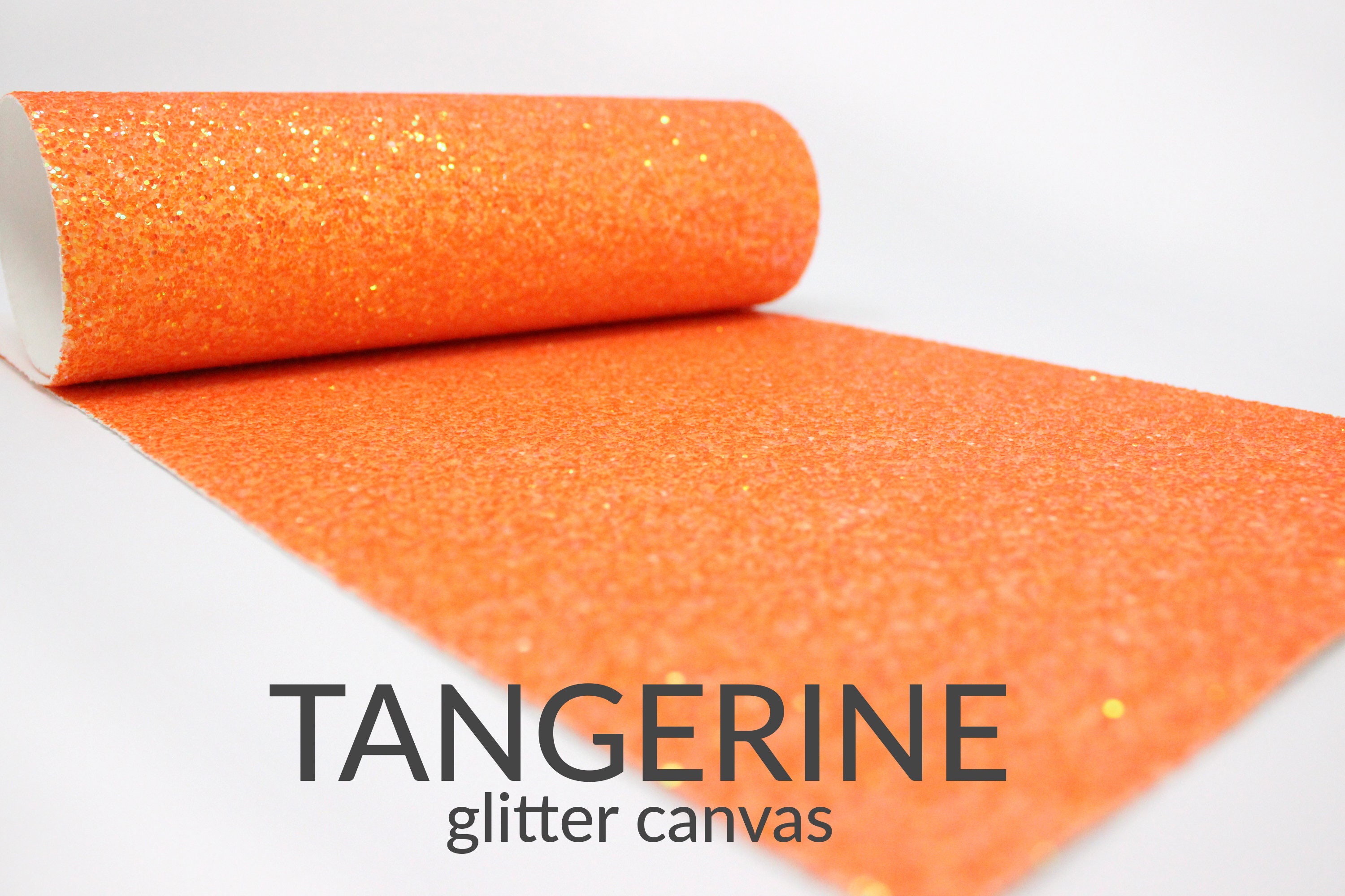 TANGERINE Chunky Glitter Fabric | A4 Chunky Glitter Canvas | Glitter …