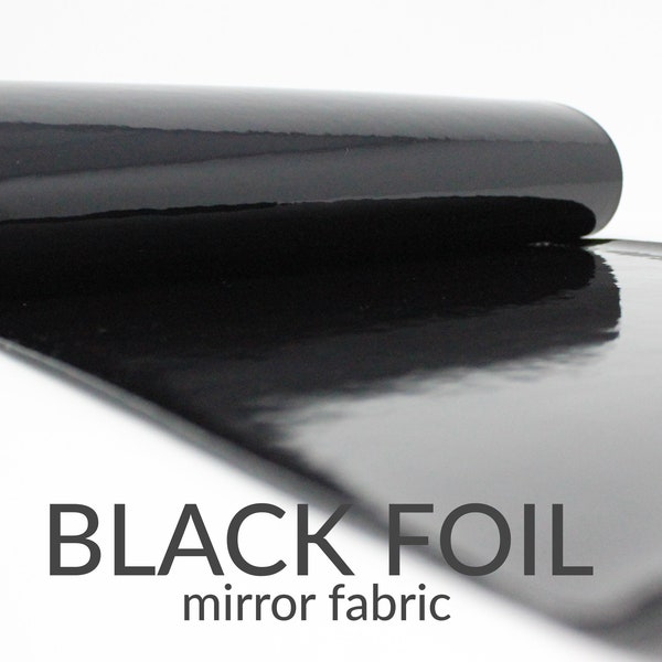 BLACK FOIL Fabric sheet | Black Shiny Fabric | Black Mirror | Black Foil Mirror Fabric | Black Foil Paper Mirror A4 Sheet | Choose Color