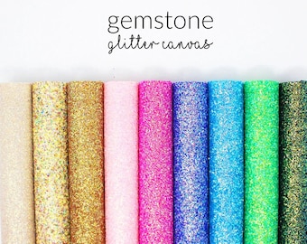 10 Sheets x GEMSTONE Chunky Glitter Fabric | Jewel Tone Glitter Craft Material | 10 A4 Sheets of Chunky Glitter Canvas