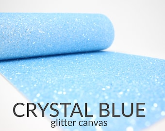 5 Sheets x CRYSTAL BLUE Chunky Glitter Fabric | Glitter Craft Material | 5 A4 Sheets of Chunky Glitter Canvas