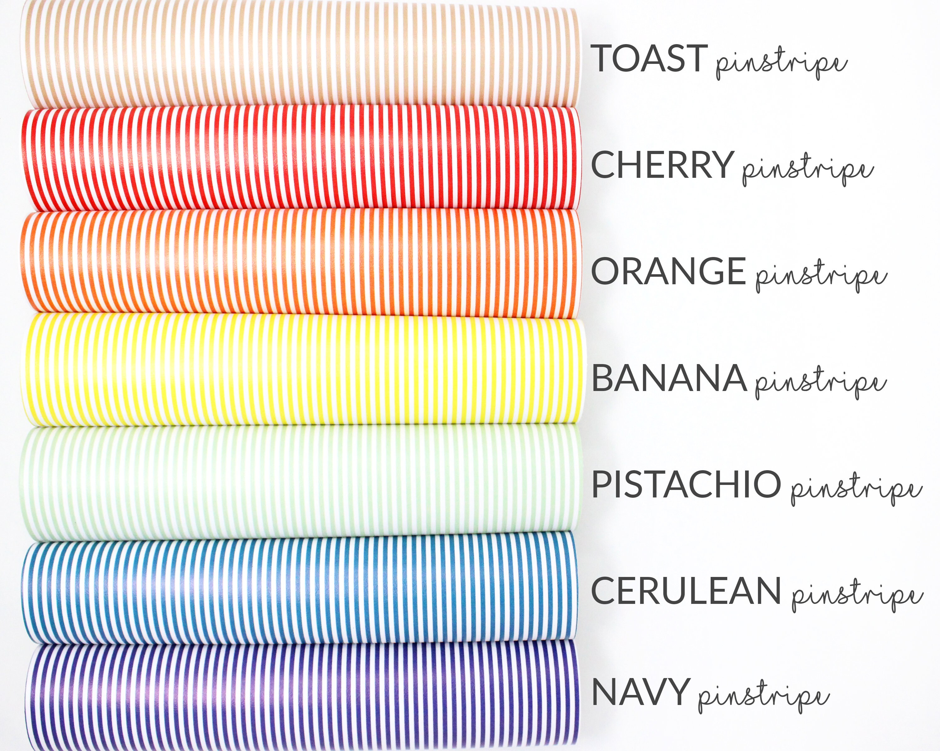 PINSTRIPE Faux Leather 11 Colors | Striped Faux Leather Fabric | Pins…